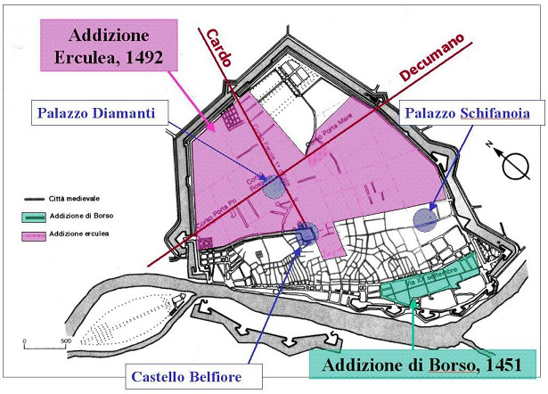 Mappa di Ferrara dopo l’Addizione Erculea